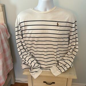 Navy stripe white long sleeve t shirt